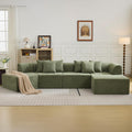 Green Velvet Curved Cloud Sectional Sofa