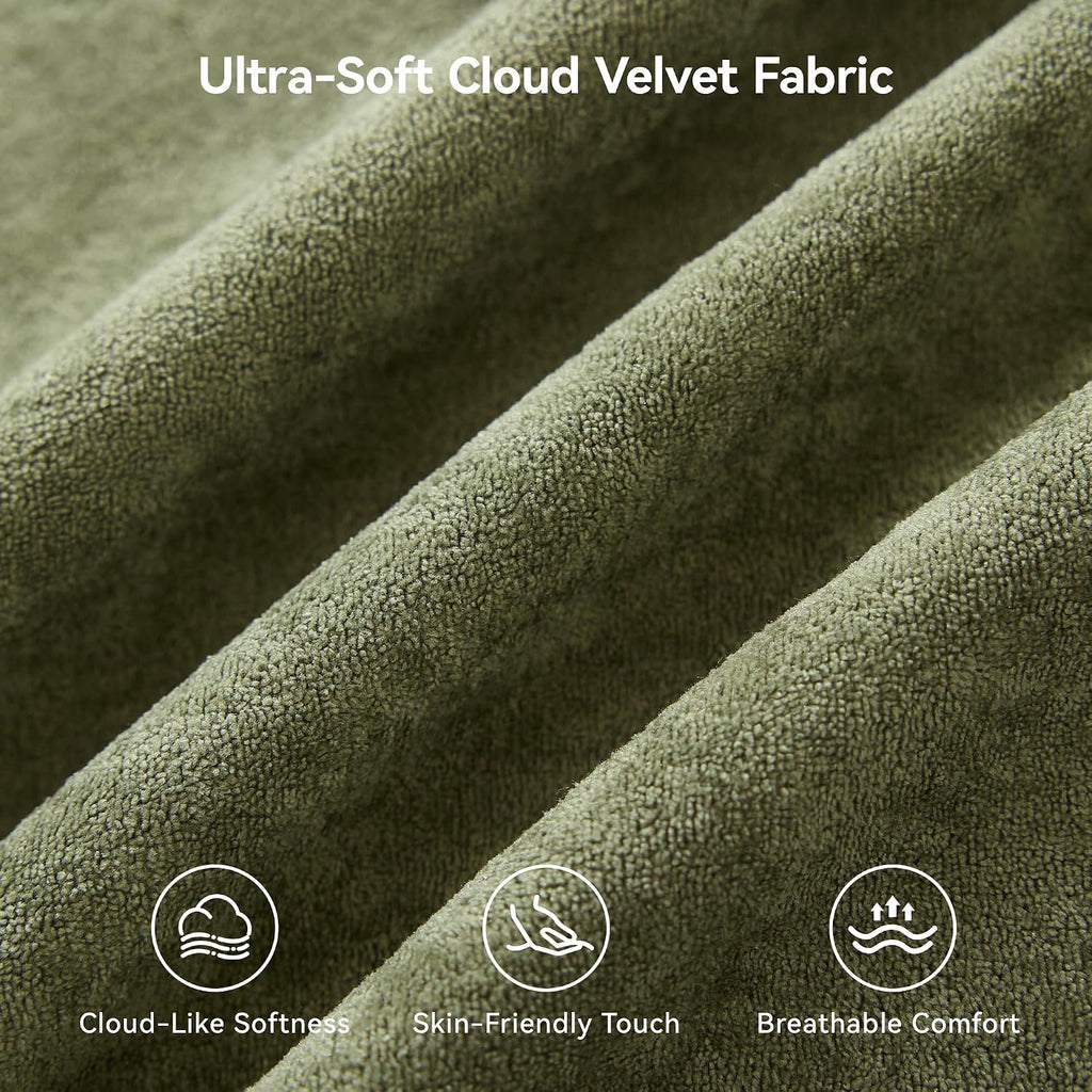 Green Velvet Curved Cloud Sectional Sofa