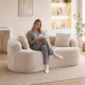 Beige White Curved Cloud Loveseat