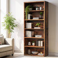 Rustic Brown Industrial 6-Tier Tall Open Bookshelf