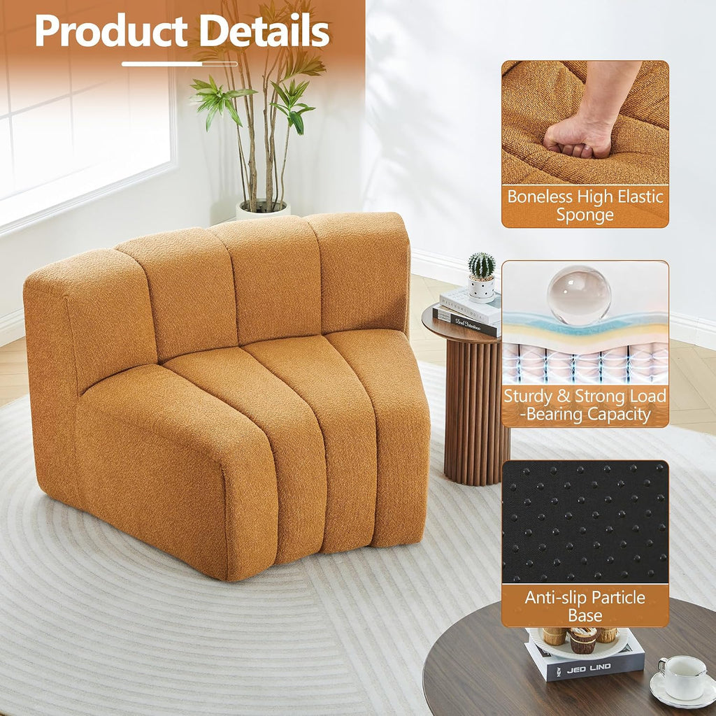 Turmeric Velvet Curved Cloud Sectional Sofa