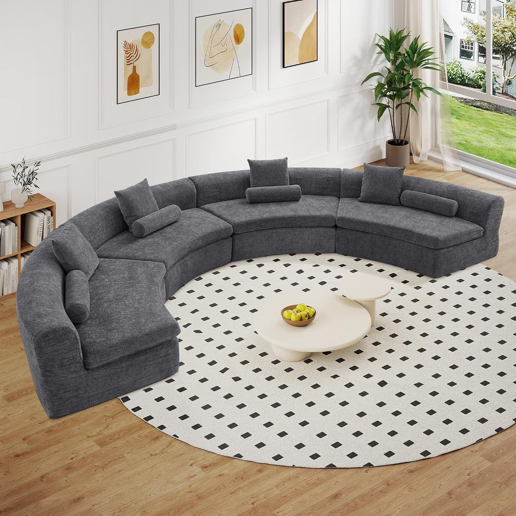Gray Chenille Curved Cloud Sofa