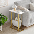 Gold White Slim Storage Side Table