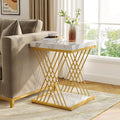White Gold Marble Square Side Table