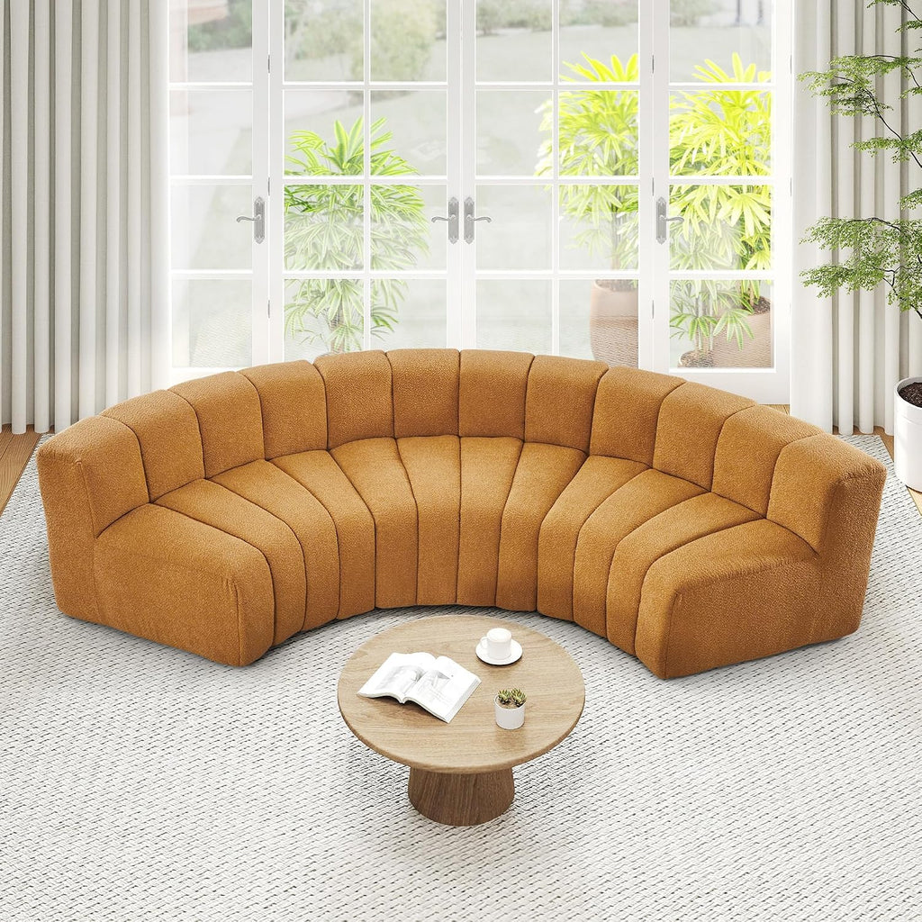 Turmeric Velvet Curved Cloud Sectional Sofa