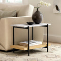 Oak Marble 2-Tier Side Table